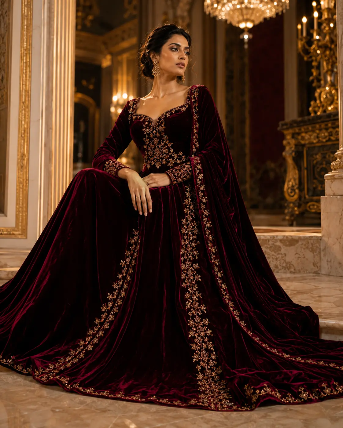 Preview of Velvet Regal Gown styling detail